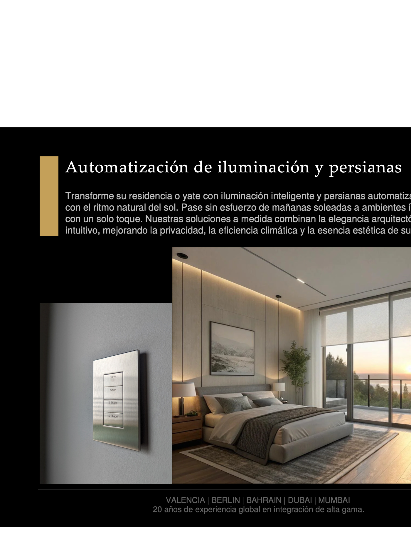 Lighting and shade automation profile page